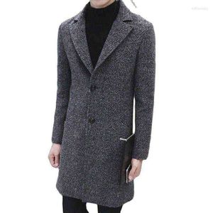 Men's Wool & Blends M.Y.FANTASY 2022 Men Coats Casual Long Top Mens Thick Trench Fashion Warm Coat Lapel Spring Autumn Overcoat Plus Size 5X T220810