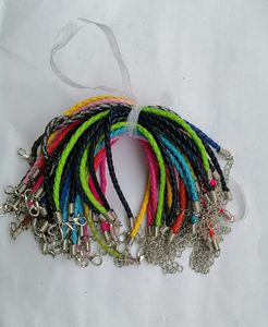 Handmade Cord Wire PU Leather Braided String Cord with Clasp 7 Inch for Bracelet Pendants Charms Jewelry Making Accessories Variety Colors Length 18CM