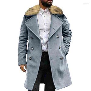 남성 양모 블렌드 남성 더블 가슴 블렌드 코트 가을 겨울 옷깃 칼라 칼라 재킷 벨벳 겉옷 패션 남성 의류 Viol22 T220810