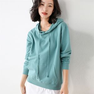 Sweatshirt women spring and autumn thin hooded pullover loose top casual sports jacket black 201203