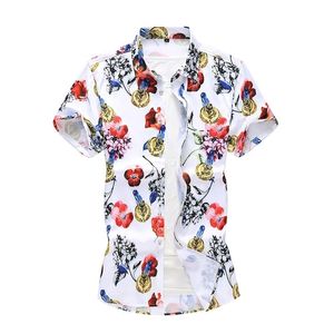 Fashion New Summer Shirts Men Short Sleeve Button Up Men Shirt Floral Printed Hawaiian Shirt Plus Size 5XL 6XL 7XL 210412