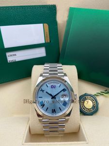 Men Watch BP Factory Platinum 40mm Day-Date Ice Blue Arabic Rare Dial Automatic Fashion Roman Numerals Women Watch Folding 3235 Mechanical Watches