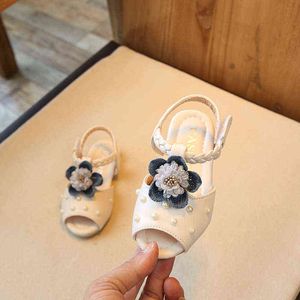 Barn tjejer sandaler sommar barn skor tjejer prinsessan skor baby non-slip mjuka botten ihåliga sandaler blomma strand skor g220418