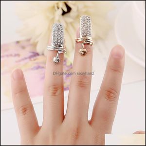 Кольца Band Rings Jewelry New Exquisite Mite Retro Queen Queen Flash Cz Diamond Design Design Strinestone Gold/Sier Ring Finger Nail - 0024WR Drop Delivery 2021