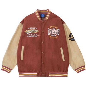 Men Varisty Jacket Coat Harajuku Streetwear Patchwork Letters Print Baseball Coats Women Hip Hop Casual Loose Outwear 2022 T220728