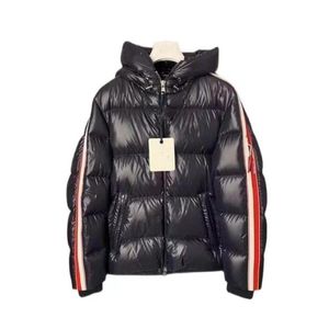 Herrenjacke, Winter-Daunenpuffer, Armstreifen, Designerjacken, Damenmantel, Mantel, Doppelreißverschluss-Design, dicker, warmer Daunen-Windbreaker mit Kapuze, große Größe XXL