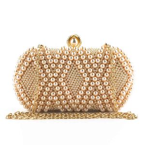 Amiqi Fabrycznie luksusowe ręcznie robione torby z koralikami Crossbody Fashion Ladi Pearl Beaded Clutle Dinner Party Evening Torba dla kobiety