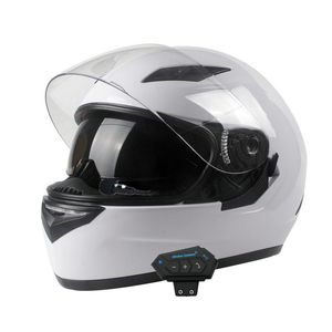 Motorradhelme Externer Bluetooth-Helm Dual Lens Casco Moto Cool Full Face Schwarz Motorrad Mod