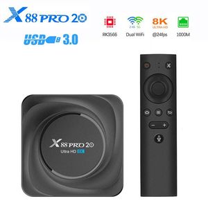 X88 PRO 20 TV Box Android 11 8GB RAM 128GB 4GB 64GB 32GB Rockchip RK3566 Support Google Assistant X88PRO Media Player261h287V