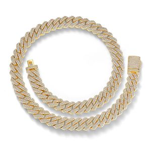 Kedjor hiphop 5a cz sten stenlagd bling ut 14 mm solid fyrkantig kubansk miami länk kedja halsband för män rappar smycken gåva chainschains chainschains