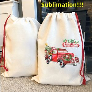 Sublimering jul Santa säck blanker julpåse Santa Sack Canvas Bag Många stilar julklappsäckar stor storlek personaliserad