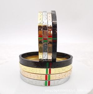 Lovers Boys girls 2 sizes 16CM 19CM Never fade green red bangle 316L stainless steel 18K silver gold rose black 4 colors bracelets & bangles men women party jewelry