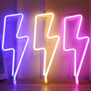 Neuheit Beleuchtung Blitzförmiges Schild LED-Neon-Tischleuchten für Zuhause, Party, Kinderzimmer, dekorative hängende Wand-Nachtlampe, USB-batteriebetrieben