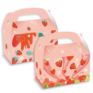 Gift Wrap Kids Sweet Strawberry Fruit Birthday Party Candy Packing Bag Return Portable Favor Box Baby Shower PartyGift