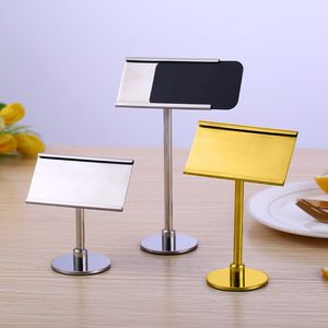 Stainless Steel Sign Holder Stand Ticket Metal Frame Tabletop Place Card Food Menu Jewelry Clothes Price Tag Label Display Rack LX4924