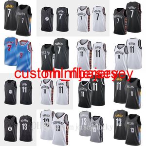 2021New Kevin 7 Durant Basketball Jersey Mens Kyrie 13 Harden City 11 Irving Blue White Black Sleeveless Shirt 100% Stitched S-2XL