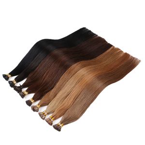 Lasting 12Month Flat Tip Human Hair Extensions 100% Cuticle Aligned Remy Keratin Pre Boned Hair Extension 22Inch