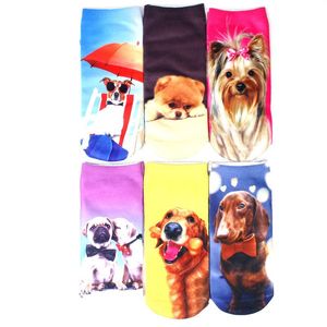 Socks & Hosiery Fashion 3D Printing Women Animal Dog Neutral Christmas Cute Low Ankle Cotton Gifts For Very Funny 16Socks