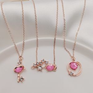 Fantasy Starry Color Planet Star Key Cat Eye Necklace Rose Gold Color 45cm Fashion Jewelry Charm Women