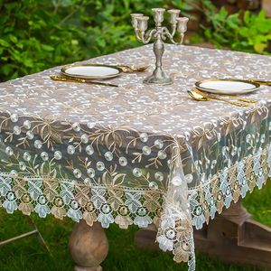 Embroidery Flower Home Tablecloth Elegant Lace Series Wedding Party Decor Coffee Table Cloth Multi-Size Dust-proof Cabinet Cover