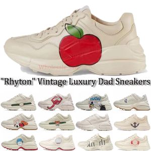 Designer Dad Sneakers Rhyton Scarpe casual in pelle con suola spessa Mens Women Dad Sneaker Vintage Chaussures Lace-UP Aumenta la piattaforma Scarpa piatta per il tempo libero con scatola 35-45