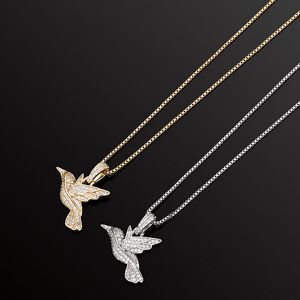 925 Sterling Silver Bird Pendant Necklace Women Gold Color Hip Hop Halsband Högkvalitativ fina smycken Tillbehör