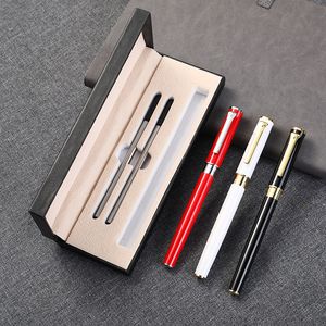 Hochwertiges Tintenroller-Set aus Metall mit 2 Ersatzminen, Geschenkgeschäft und Verpackungsbox. Eleganter, ausgefallener Kugelschreiber. Schöne Stifte. Passen Sie das Logo für Bürodamen und Freunde individuell an