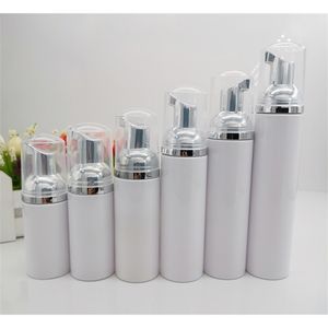 10pcs/lot 30ml 60ml 80ml 100ml mini plastik köpüklü sıvı sabun dispenser gümüş pompa şişeleri seyahat boş köpük pompa şişesi T200819
