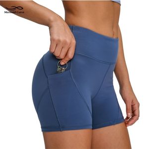 Curva della sirena progettata per pantaloncini da corsa Tasche laterali laterali da donna Pantaloncini fitness a basso attrito Pantaloncini skinny da yoga T200412