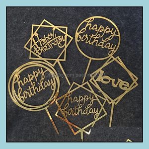 Andere Event Party Supplies Festlicher Hausgarten Happy Birthday Love Cake Topper Acryl Bir Dhzk0