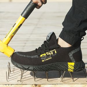 New Breathable Mesh Safety Shoes Men Light Sneaker Indestructible Steel Toe Soft Antipiercing Work Boots Plus Size 3748 Y200506 GAI GAI GAI