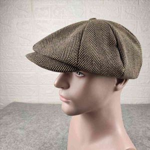 Manlig plus storlek Ivy Hat Big Head Man Spring Summer och Autumn Newspaper Boys Hat Wool Beret Caps Winter Feel Plat Caps 5558cm 5961cm J220722