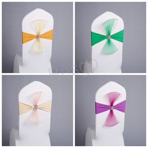 Bowknot High Elastic Chair Cover Hotel Bankettstol Back Flower Decor Cover Stolar Decoration Straps Wedding Supplies BH6807 WLY