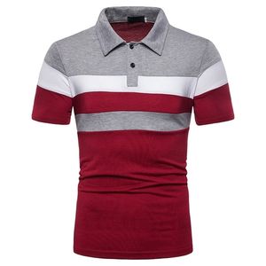 Men Polo Shirt Short Sleeve Chest Three Stripe Color Stitching Top Comfortable Beach Lapel s s 220606