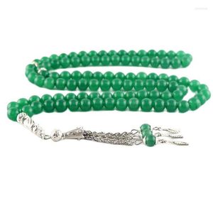 Fili di perline Tasbih Perline di pietra Agata verde Rotondo Bracciale di design in onice sfuso 8 10 12 mm Calcedonio per creazione di gioielli Regali Taspeh Kent22