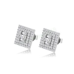 Baguette Stud Earrings 925 Sterling Silver Earrings Womens Cute Romantic Fine Jewelry For Anniversary Gift