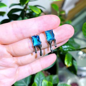 Earrings Simple Square Earrings snow melting ice rectangle inlay Dangle Chandelier Diamond t luxury Designer Jewelry Women Mens couple fashion Wedding Party