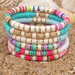 Bracelete de fios de argila de argila de polímero colorido para mulher para mulher aço inoxidável Bracelet Jewelry Women Women Women América do Sul Bracelets Festas de férias de praia