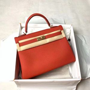 Bolsa de luxo de 32 cm de costura artesanal Bolsa de ombro preto de couro laranja azul roxo Red 8 Cores Preço de atacado Entrega rápida