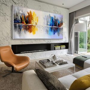 Obrazy Duża Ściana Ręcznie Malowane Abstrakcyjna Pejzaż Obraz Olejny Na Płótnie Handmade Modern Home Decor Unframed