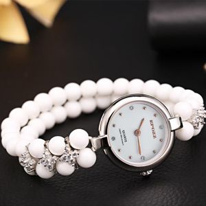 Wristwatches Luxury Lady 925 Sterling Silver Watches Women Stainless Steel Beads Bracelet Watch Ladies Wrist FemaleWristwatches