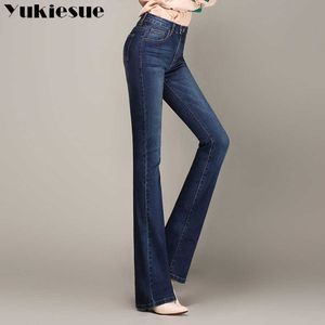 Frühling Slim Fit Plus Size Flare Jeans High Waist Stretch Skinny Jean Vintage BellBottom Hose Denim Hose Größe 210608