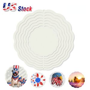 3D Stainless Steel Wind Spinner Sublimation Blank 10inch Home Garden Hanging Decoration DIY Printing Wind Chimes Ornaments sxjul20