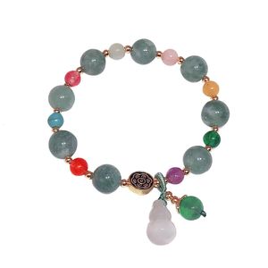 Designer Fashion Retro Jade Bracelet Female New Luxury Exquisite Tibetan Ethnic Style Gourd Chalcedony Bracelet Transfer Lucky Jewelry Wholesale With Box