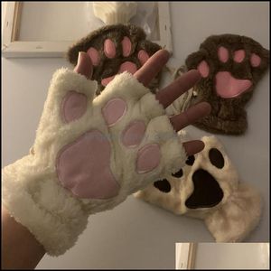 Luvas de cinco dedos Luvas Mittens Hats Fenos Acessórios de moda Meninas adoráveis ​​gatos garras de gato quente Mulheres curtas sem dedos, lazer urso