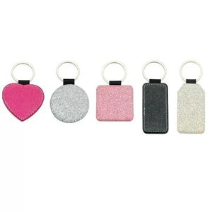 Fashion Keychain Glitter Heart Shape Key Ring Party Heat Transfer Blank Square Pendant Festival Parties Gift