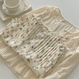 Långärmad blommig midi klänning sommar söta eleganta klänningar kvinnor fest koreansk modedesign kawaii y2k klänning 2 bit set 220514