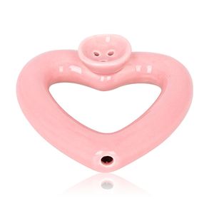hoenypuff 90 MM Pink Ceramic Heart Shape Smoking Herb Pipe with Tobacco Bowl Tobacco Pipe Smoke Pipes Accessories