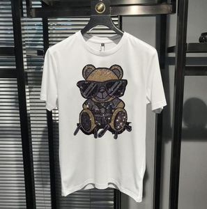 Anime Hohe Qualität Sommer Designer Kleidung Heißer Diamant männer T-shirt Rundhals T-shirt Für Männer Kurzarm Strass 03