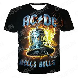 Camiseta Masculina de Verão AC DC Impressa em 3D Rock Roll Camiseta Masculina Roupas Masculinas Manga Curta Top Tees Masculino Casual Estampado O Neck Cavalheiro 220520